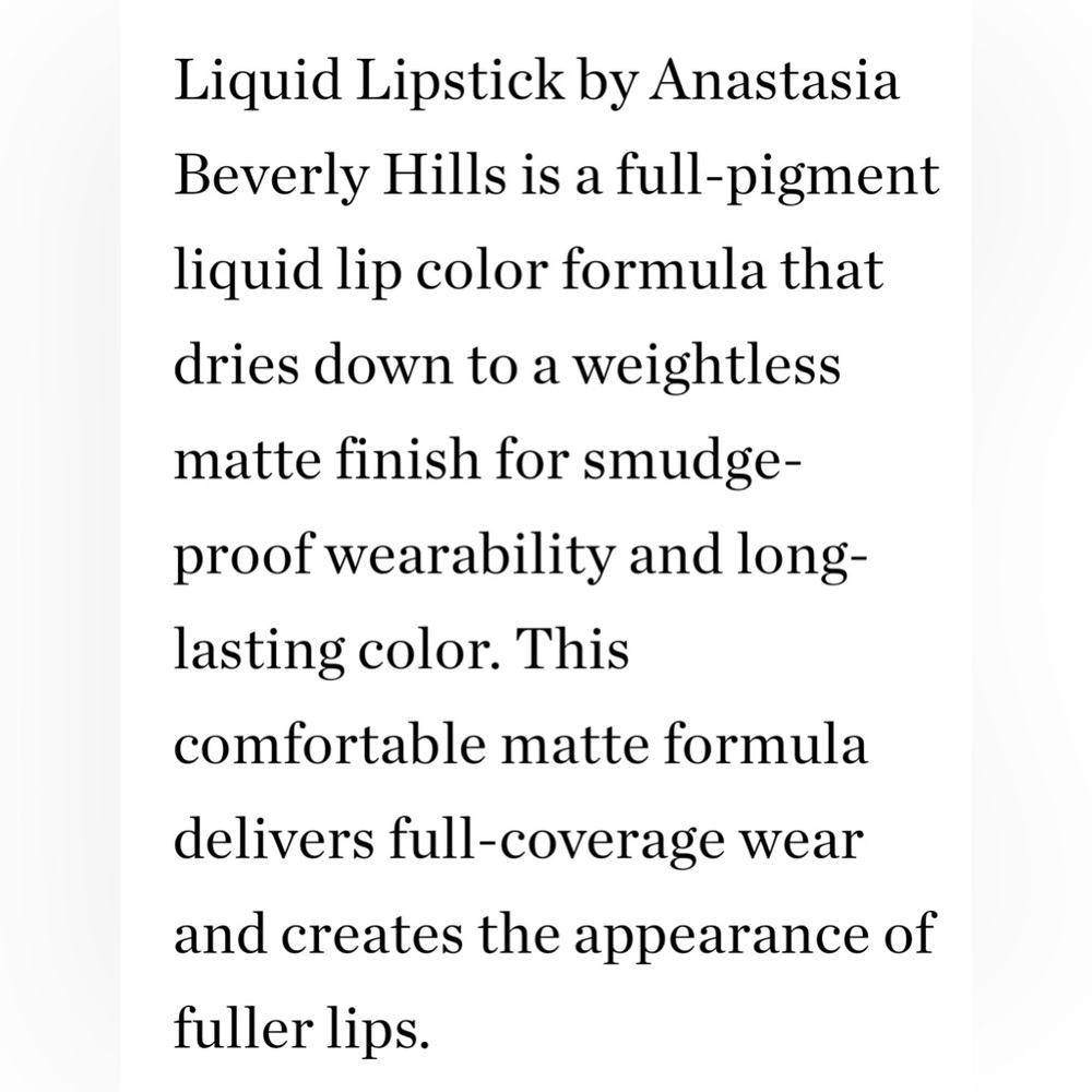 Anastasia Liquid Lipstick in color CRUSH - Picture 3 of 3